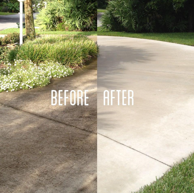 Before and after driveway cleaning
