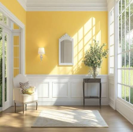 Interior yellow painted room